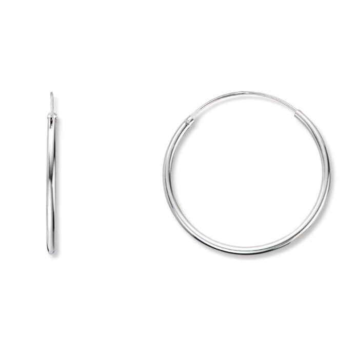01 10030 015 210 Tynne øreringer i sølv - 3 cm i diameter