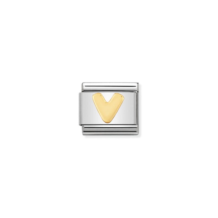 030101 22 01 Nomination - COMPOSABLE Classic LETTERS in stainless steel with 18k gold V