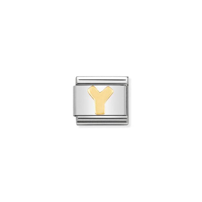 030101 25 01 Nomination - COMPOSABLE Classic LETTERS in stainless steel with 18k gold Y Nomination - COMPOSABLE Classic LETTERS in stainless steel with 18k gold Y