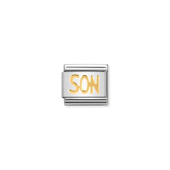 030107 26 01 1 Nomination - COMPOSABLE Classic WRITINGS in stainless steel with 18k gold SON Nomination - COMPOSABLE Classic WRITINGS in stainless steel with 18k gold SON