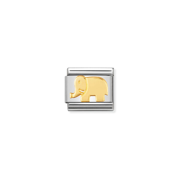 030112 08 01 Nomination - COMPOSABLE Classic ANIMALS (EARTH) in stainless steel with 18k gold Elephant Nomination - COMPOSABLE Classic ANIMALS (EARTH) in stainless steel with 18k gold Elephant
