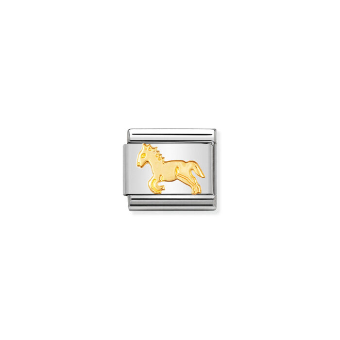 030112 09 01 Nomination - COMPOSABLE Classic ANIMALS (EARTH) in stainless steel with 18k gold Horse Nomination - COMPOSABLE Classic ANIMALS (EARTH) in stainless steel with 18k gold Horse
