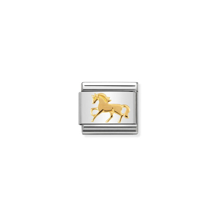 030149 26 01 Nomination - Composable Classic SYMBOLS steel and 18k gold Galloping Horse
