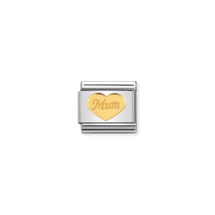 030162 38 01 Nomination - Composable Classic SYMBOLS and steel and 18k gold Mum heart