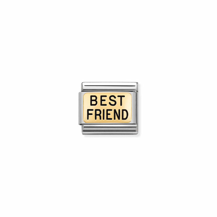 030166 05 01 Nomination - Composable Classic PLATES (IC) in steel and 18k gold BEST FRIEND
