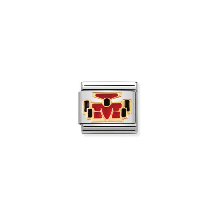 030203 23 01 Nomination - COMPOSABLE Classic SPORTS in stainless steel with enamel and 18k gold Red Car
