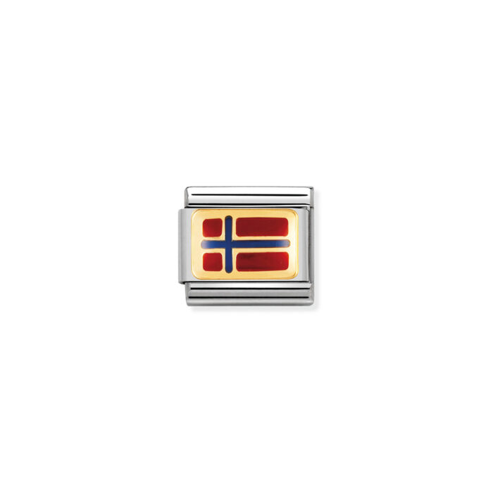 030234 03 01 Nomination - COMPOSABLE Classic EUROPE FLAG in stainless steel with enamel and 18k gold NORWAY