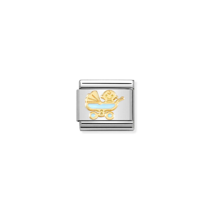030272 61 01 Nomination - Composable Classic SYMBOLS steel, enamel and 18k gold New light blue baby pram
