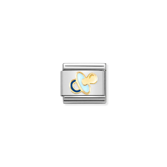 030272 63 01 Nomination - Composable Classic SYMBOLS steel, enamel and 18k gold New light blue pacifier