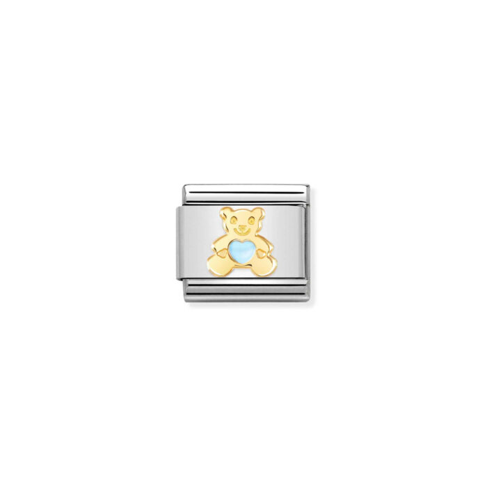 030272 65 01 Nomination - Composable Classic SYMBOLS steel, enamel and 18k gold Light Blue Bear