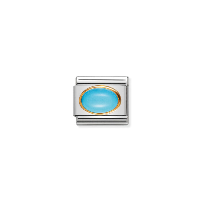 Nomination - Composable Classic oval hard stones in stainless steel and 18k gold TURQUOISE