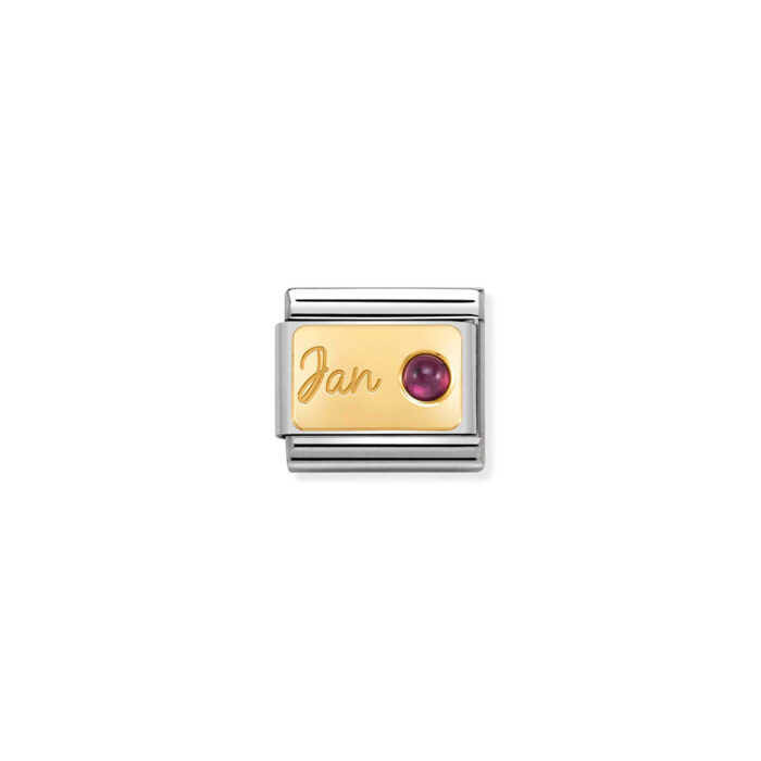 030519 01 01 Nomination - Composable Classic MONTH STONE in steel, stones and 18k gold January GARNET Nomination - Composable Classic MONTH STONE in steel, stones and 18k gold January GARNET