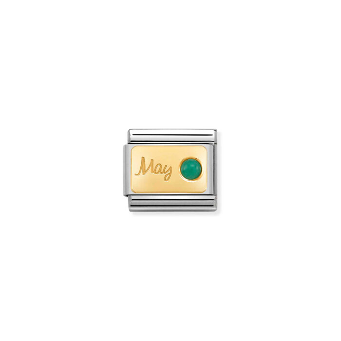 030519 05 01 Nomination - Composable Classic MONTH STONE in steel, stones and 18k gold May EMERALD Nomination - Composable Classic MONTH STONE in steel, stones and 18k gold May EMERALD