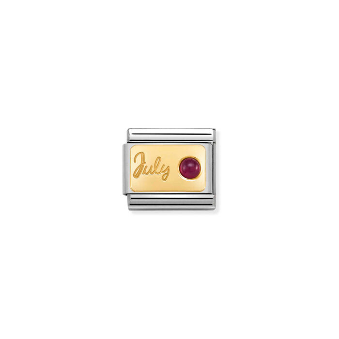 030519 07 01 Nomination - Composable Classic MONTH STONE in steel, stones and 18k gold July RUBY Nomination - Composable Classic MONTH STONE in steel, stones and 18k gold July RUBY