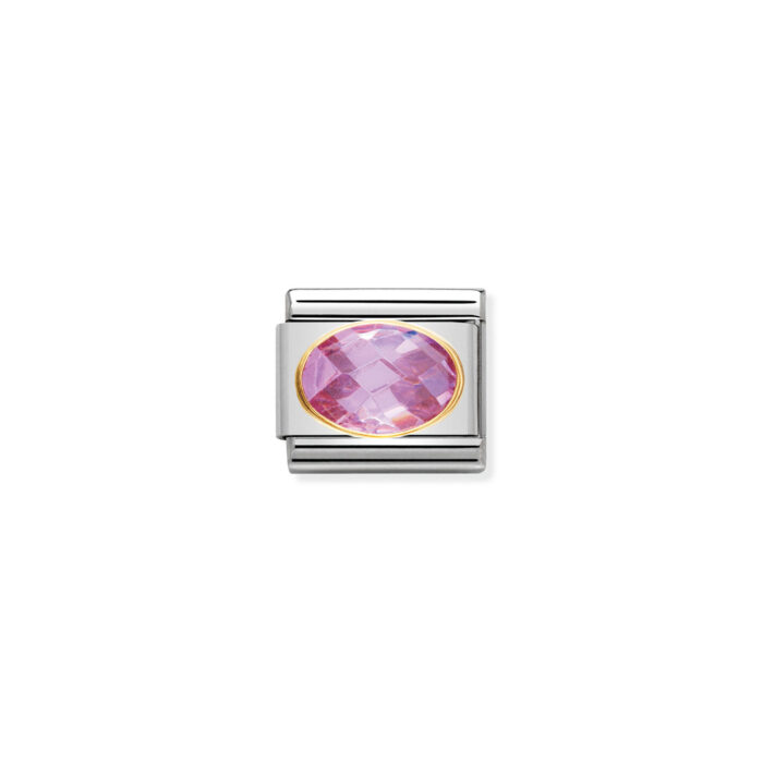 030601 003 01 Nomination - COMPOSABLE Classic FACETED CUBIC zirconia, stainless steel and 18k gold PINK