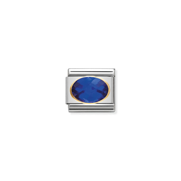 030601 007 01 Nomination - COMPOSABLE Classic FACETED CUBIC zirconia, stainless steel and 18k gold BLUE