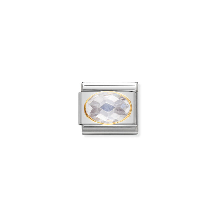 030601 010 01 Nomination - COMPOSABLE Classic FACETED CUBIC zirconia, stainless steel and 18k gold White