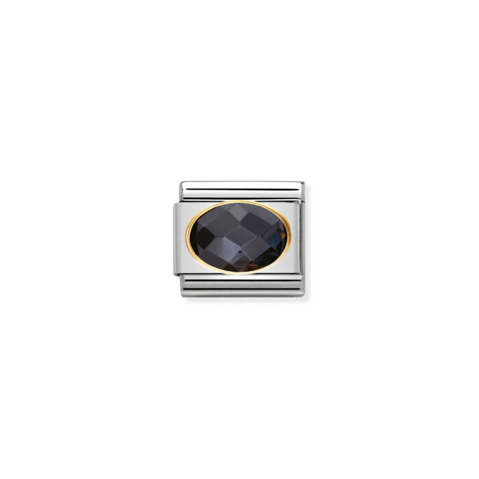 030601 011 01 Nomination - COMPOSABLE Classic FACETED CUBIC zirconia, stainless steel and 18k gold Black