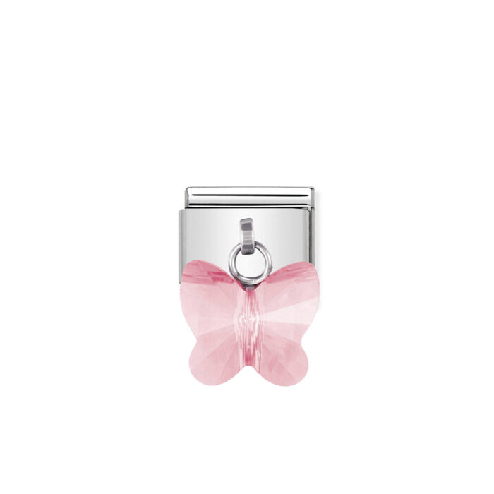 030604 11 01 Nomination - COMPOSABLE Classic links in stainless steel with CRYSTAL butterflies Pink