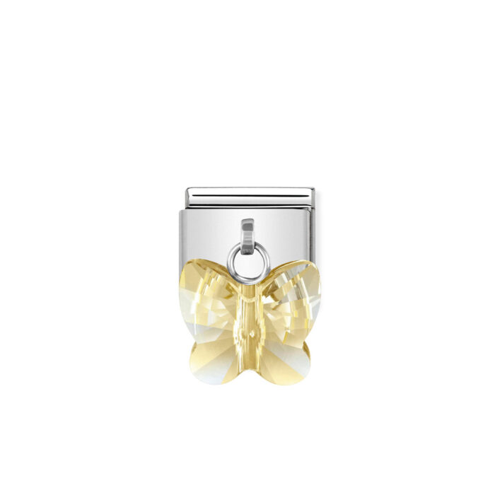 030604 28 01 Nomination - COMPOSABLE Classic links in stainless steel with CRYSTAL butterflies Gold