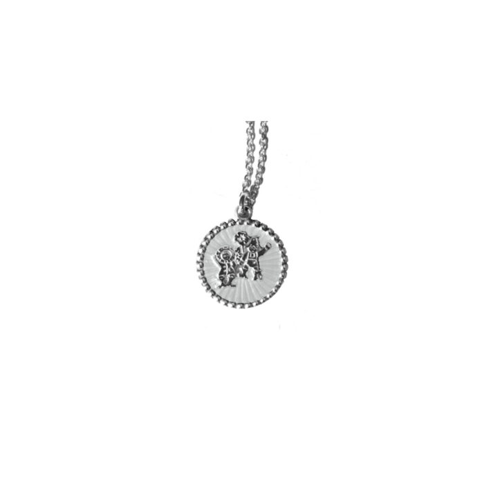 073040 Th. Martinsen - Halssmykke i sølv med hvit perlemor - Lykkeliten