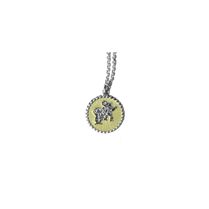 073041 Th. Martinsen - Halssmykke i sølv og solgul emalje - Lykkeliten