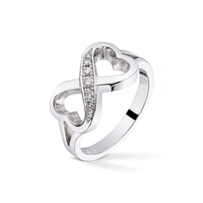 Diamonds by Frisenberg - Hvitt gull 14K ring- Håndlaget- isatt 7 stk diamanter ialt 0,10 ct TW/SI