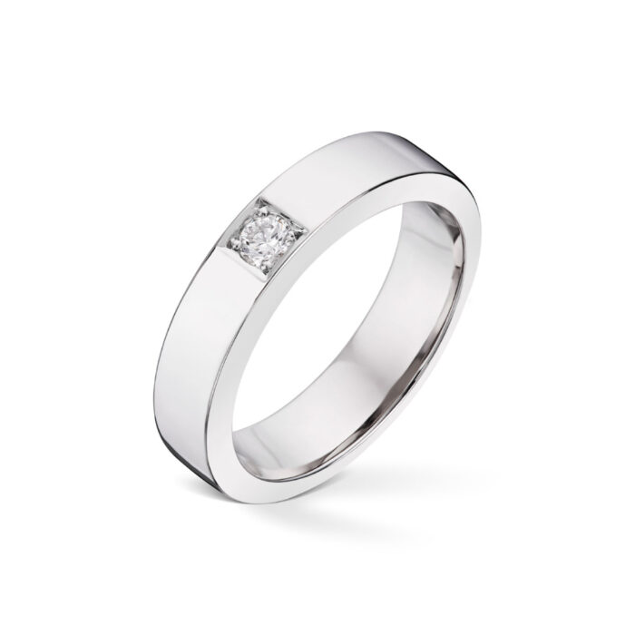 1 x 010 TW SI 7725 2 Diamonds by Frisenberg - Alliansering-Hvittgull 1x0,10 ct TW/SI-Kraftig ringskinne-Håndlaget ved eget verksted