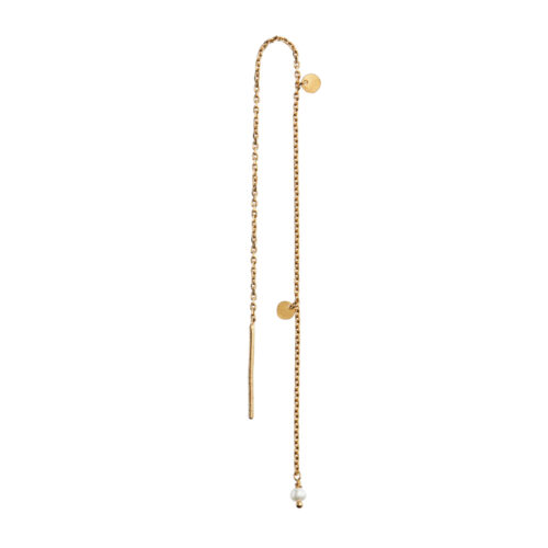 Stine A Jewelry - Dangling Petit Coin and Stone Earring Gold - White pearl