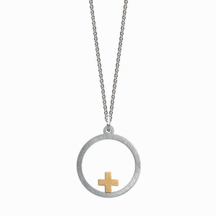 1131695475 Noën - Intention halssmykke i sølv med symbol i 14k gult gull - Power