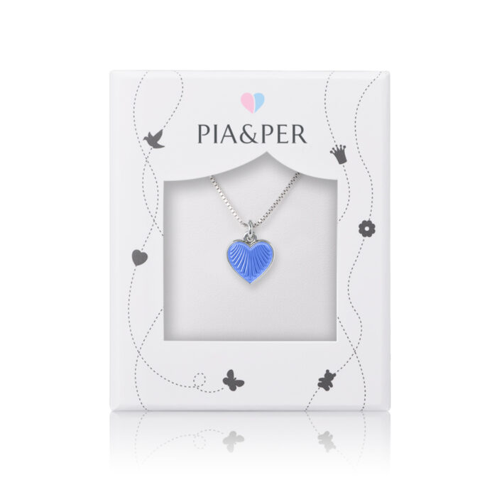 11702 2 Pia&Per - Halskjede i sølv - Lyseblått hjerte - Medium Pia&Per - Halskjede i sølv - Lyseblått hjerte - Medium