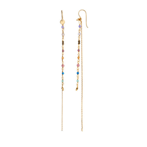 Stine A Jewelry - Petit Gemstones with Long Chain Earring Gold - Berry Mix