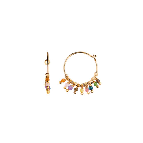 Stine A Jewelry - Petit Rainbow Hoop ørering i forgylt sølv med zirkoniasteiner