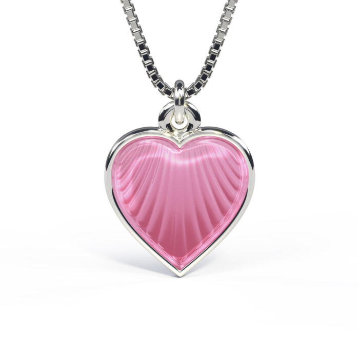 119701 1 Pia&Per - Halskjede i sølv - Rosa hjerte - Stor