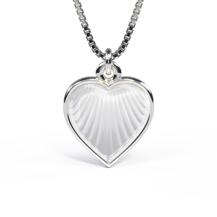 119703 Pia&Per - Halskjede i sølv - Hvitt hjerte - Stort