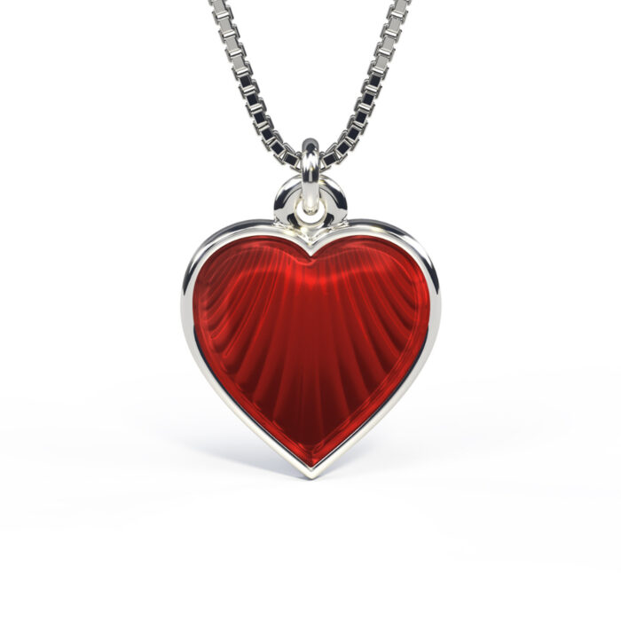 119711 Pia&Per - Halskjede i sølv - Rødt hjerte - Stort