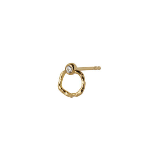 Stine A Jewelry - Petit Wavy Circle Earring With Stone Gold