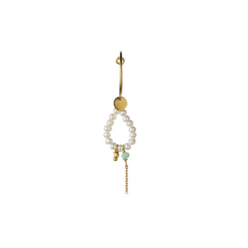 Stine A Jewelry - Heavenly Pearl Dream Hoop Gold – Green Stone & Chain