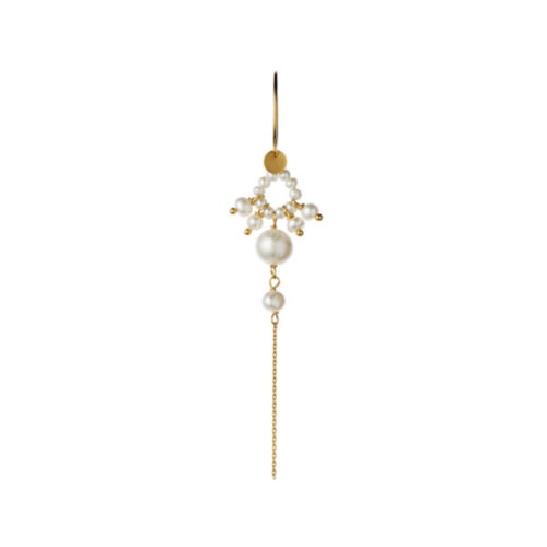 Stine A Jewelry - Heavenly Pearl Dream Hoop Gold – White Pearls & Chain