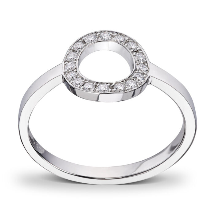 16 x 001 TW SI HV 8900 1 Diamonds by Frisenberg - Hvitt gull 14K ring- Håndlaget- isatt 10 stk diamanter ialt 0,16 ct TW/SI