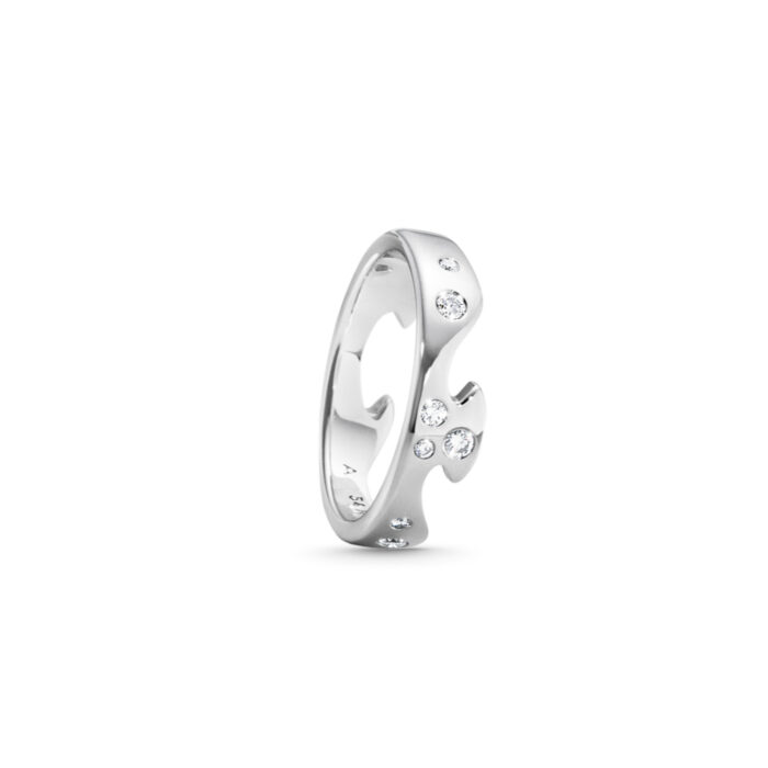 20000324 FUSION END RING AA 1367 WG DIAMOND 0.16CT Georg Jensen - Fusion endering i 18k hvitt gull med diamanter Georg Jensen - Fusion endering i 18k hvitt gull med diamanter