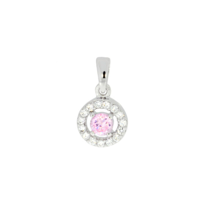 210022 Classic by Gulldia - Anheng i sølv med rosa zirkonia i sirkel