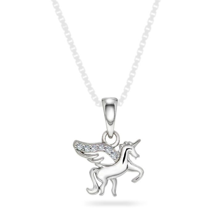 211419 Classic by Gulldia - Anheng i sølv med zirkonia - Unicorn med vinger