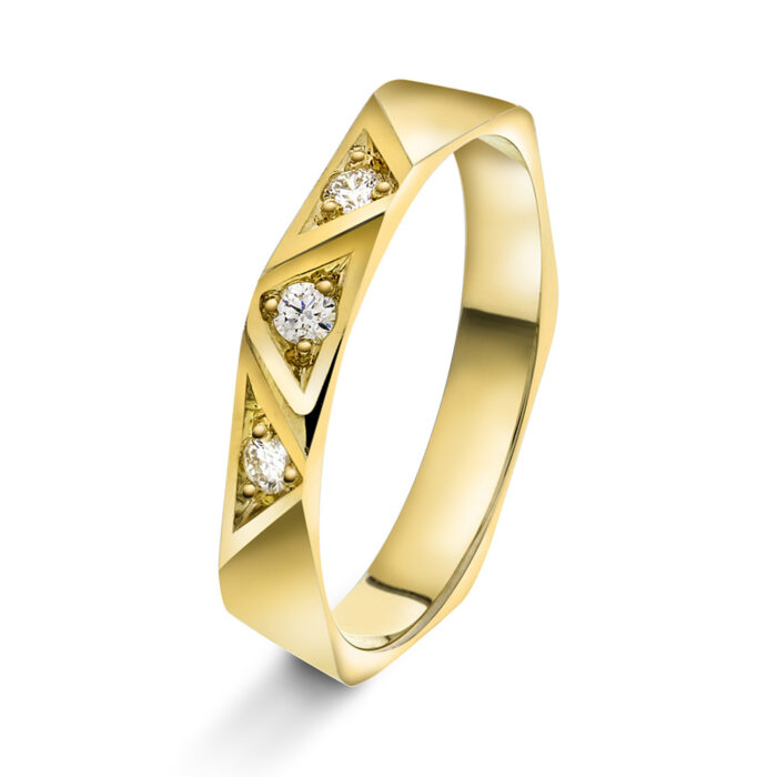 22100001 006 NC Christophersen - Fasettring i gult gull med diamanter - 0,06 ct TW/SI
