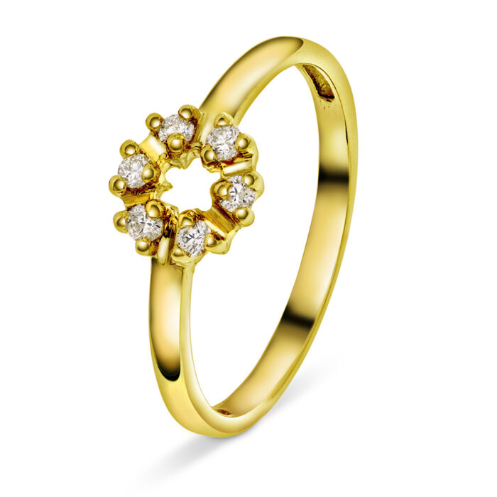 22100011 NC Christophersen - Sirkel ring i gult gull med diamanter - 0,12 ct TW/SI