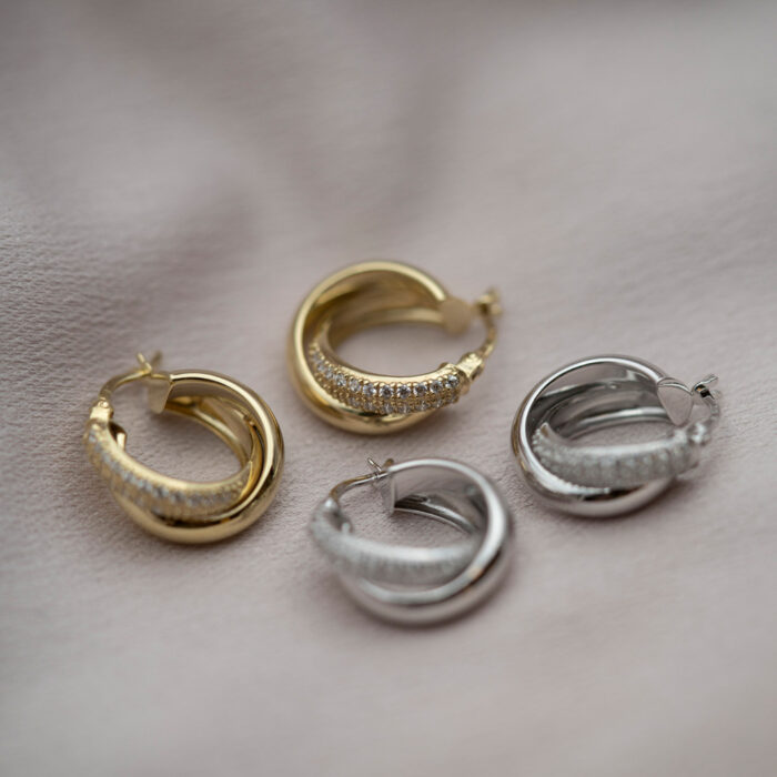 221219 3 Hoops & Rings by Gulldia - Øreringer i forgylt sølv