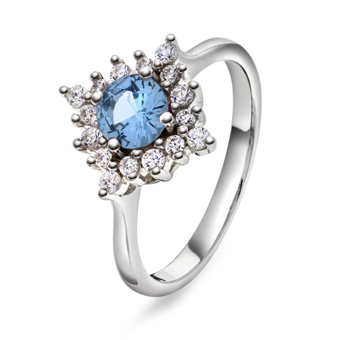 240138 Glow by GullDia - Lily ring i sølv med zirkonia, blå