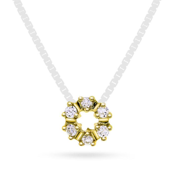 26100011 NC Christophersen - Sirkel anheng i gult gull med diamanter - 0,12 ct TW/SI