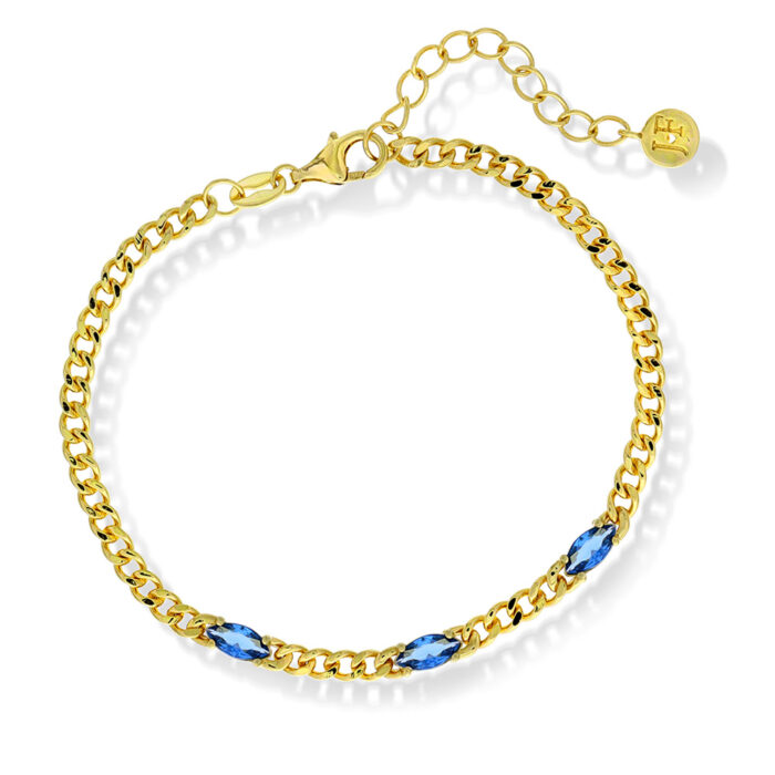 38441 Janne Formoe by PAN Jewelry - Panser armbånd i forgyldt sølv med blå zirkonia