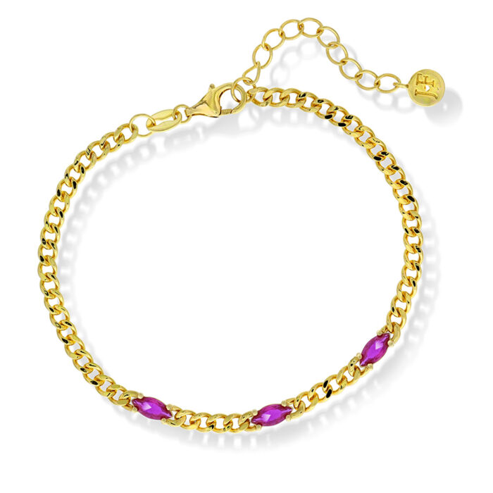 38443 Janne Formoe by PAN Jewelry - Panser armbånd i forgyldt sølv med rosa zirkonia